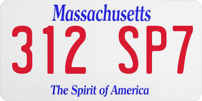 MA license plate 312SP7