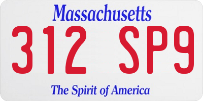 MA license plate 312SP9