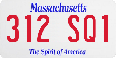 MA license plate 312SQ1