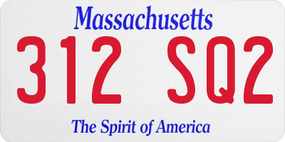 MA license plate 312SQ2