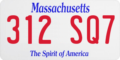 MA license plate 312SQ7