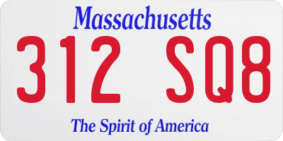 MA license plate 312SQ8