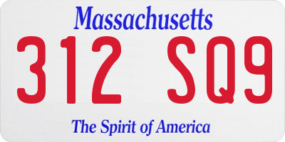 MA license plate 312SQ9