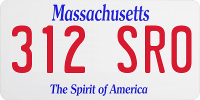 MA license plate 312SR0