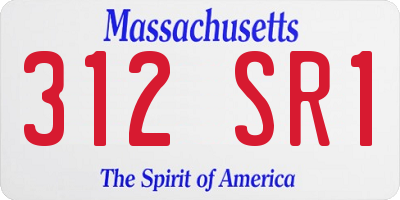 MA license plate 312SR1