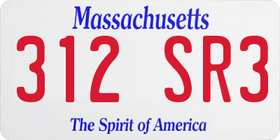 MA license plate 312SR3