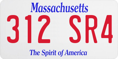 MA license plate 312SR4