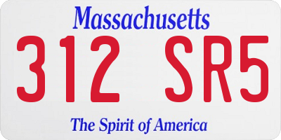MA license plate 312SR5