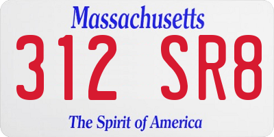 MA license plate 312SR8