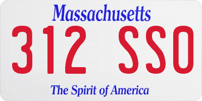 MA license plate 312SS0