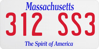 MA license plate 312SS3