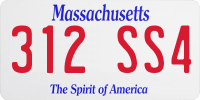 MA license plate 312SS4