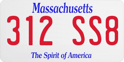 MA license plate 312SS8