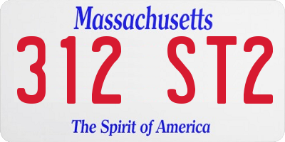 MA license plate 312ST2
