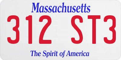 MA license plate 312ST3