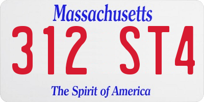 MA license plate 312ST4