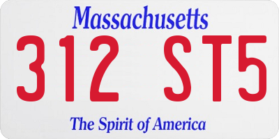 MA license plate 312ST5