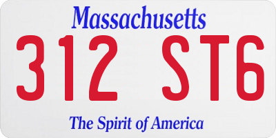MA license plate 312ST6