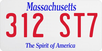 MA license plate 312ST7