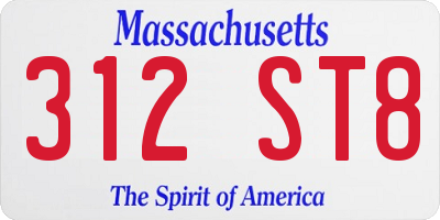 MA license plate 312ST8