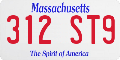 MA license plate 312ST9