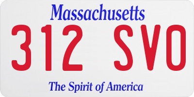 MA license plate 312SV0
