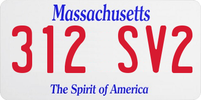 MA license plate 312SV2
