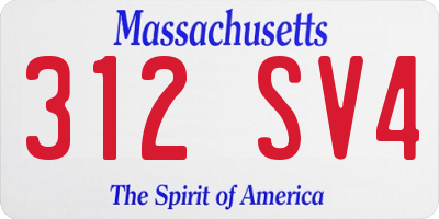 MA license plate 312SV4