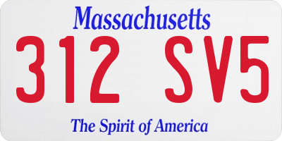 MA license plate 312SV5