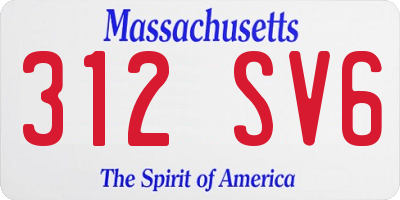 MA license plate 312SV6