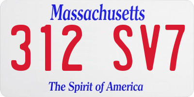 MA license plate 312SV7