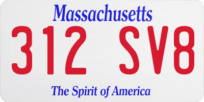 MA license plate 312SV8