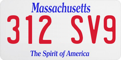 MA license plate 312SV9
