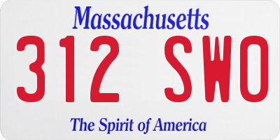 MA license plate 312SW0