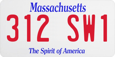 MA license plate 312SW1