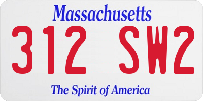MA license plate 312SW2