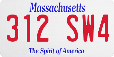 MA license plate 312SW4
