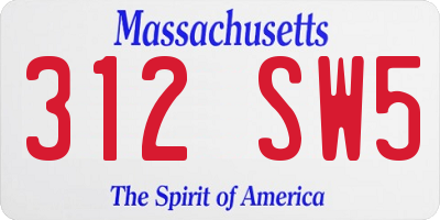 MA license plate 312SW5
