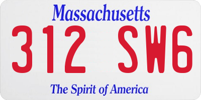 MA license plate 312SW6