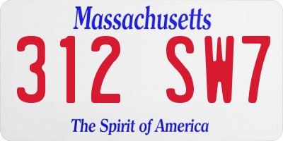 MA license plate 312SW7
