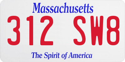MA license plate 312SW8