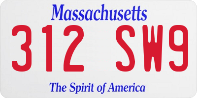 MA license plate 312SW9