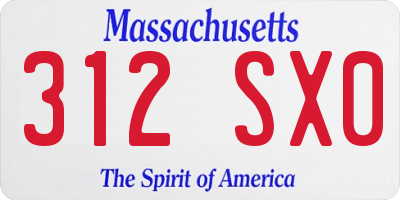 MA license plate 312SX0