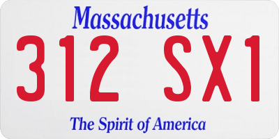 MA license plate 312SX1