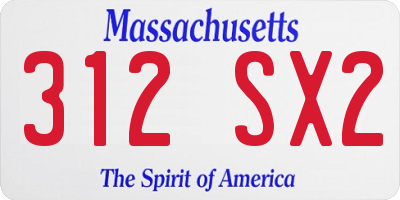 MA license plate 312SX2