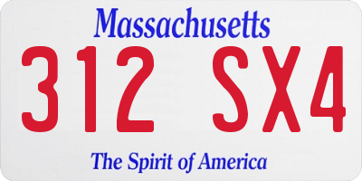 MA license plate 312SX4