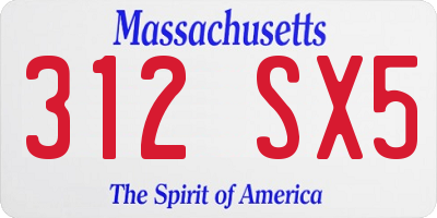 MA license plate 312SX5