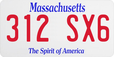 MA license plate 312SX6