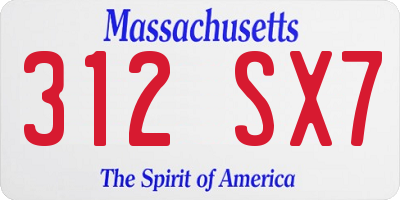MA license plate 312SX7