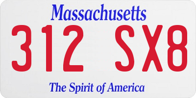 MA license plate 312SX8
